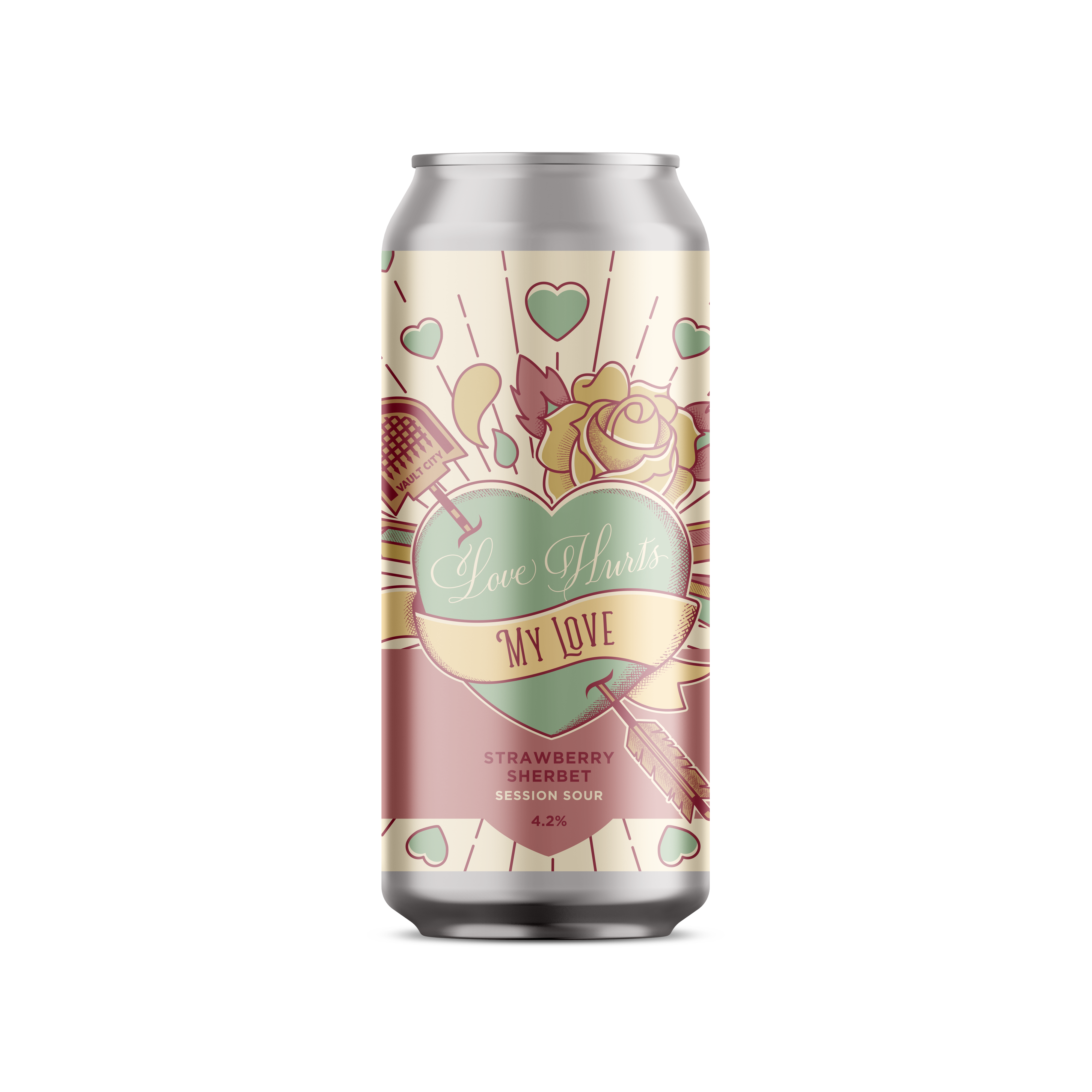 Vault City Brewing, Love Hurts Strawberry Sherbet Session Sour, 440ml Can