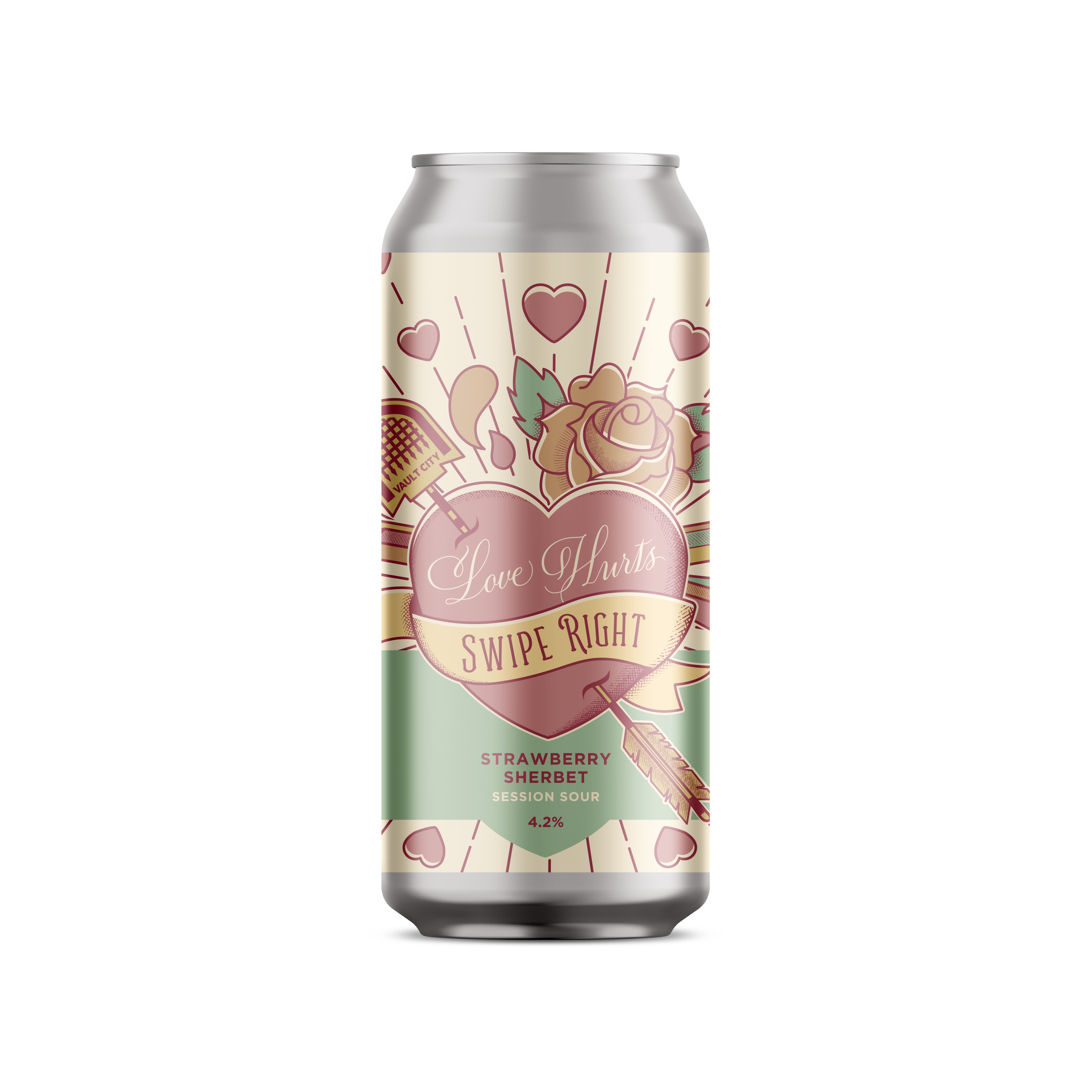 Vault City Brewing, Love Hurts Strawberry Sherbet Session Sour, 440ml Can