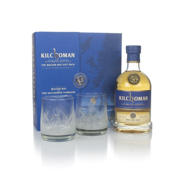 Kilchoman Machir Bay Gift Pack with 2x Glasses Single Malt Whisky 70cl Bottle